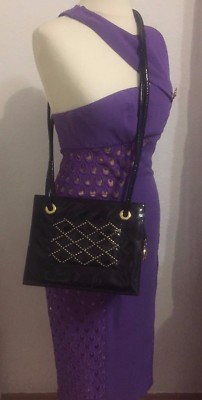 Stuart Weitzman Tasche Handtasche bag crossbody schwarz Lackleder ***vintage***