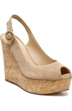  440 Veronica Beard Dali Peep Toe Platform Wedge Sandal SAND SUEDE 8.5 DB2 