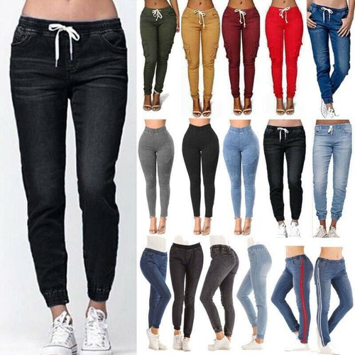 Ladies Skinny Jeans Denim Joggers Pants 