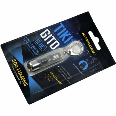 Nitecore TIKI GITD Taschenlampe - Glow in the Dark, Blau mit USB-C