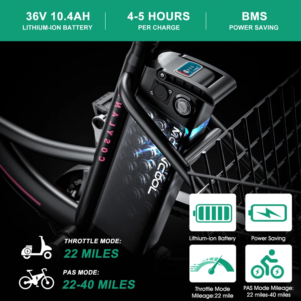 Triciclo Eléctrico para Adultos,350W 36V,7 Velocidades 3 Ruedas 24"/26"" con Cesta Grande Foto 4 de 4