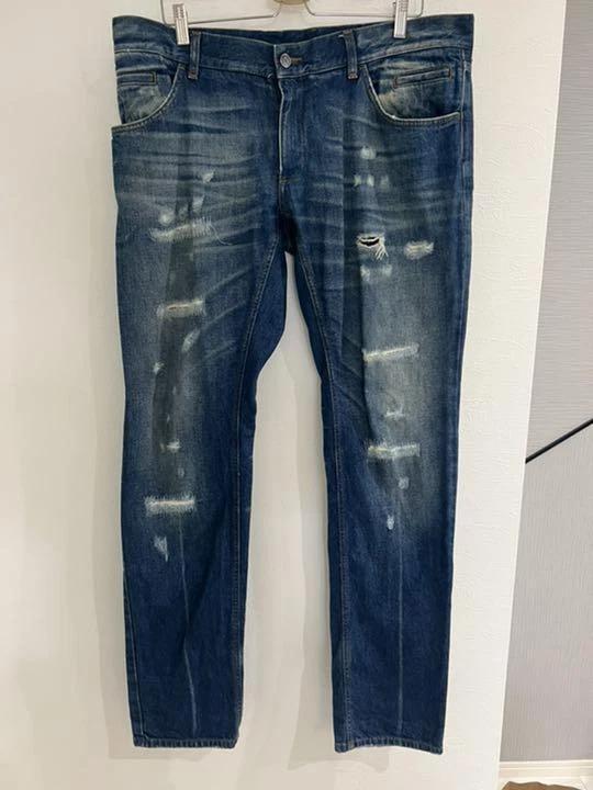 DOLCE & GABBANA D&G Damage Denim Pants Jeans Men 54 Logo