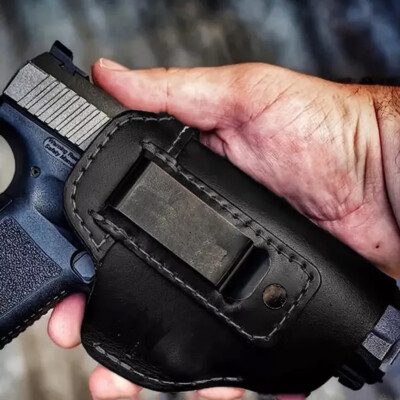 Tactical IWB OWB Right Handed Pistol Holster Concealed Carry Leather Gun Holster