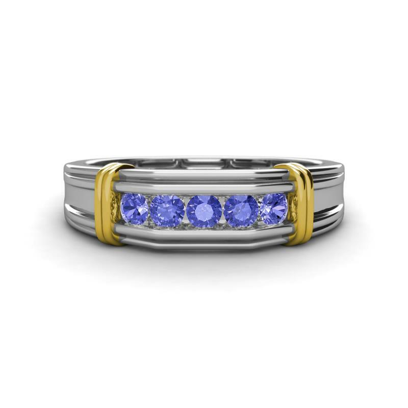 Round Tanzanite Stone Men Wedding Ring 1/2 ctw in 14K Gold JP:261785