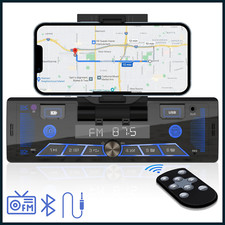 Marine Radio Head Unit FM Car Stereo Boat USB AUX Bluetooth  Phone Holder Mount