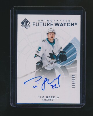 TIM HEED 2017-18 UPPER DECK SP AUTHENTIC FUTURE WATCH RC AUTO 643/999 #178