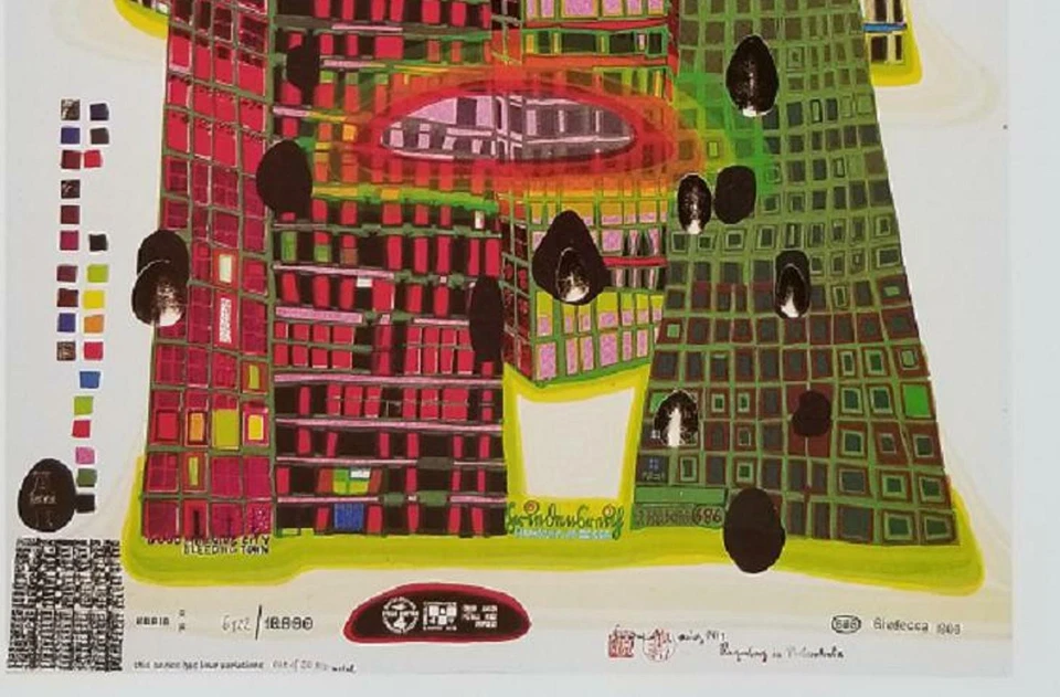 Friedensreich Hundertwasser "Bleeding Town" 安装胶印 1986 — 第 3/4 张图片