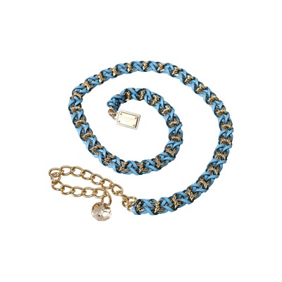 Dolce & Gabbana Blue Braided Gold Brass Chain Waist Belt Dolce & Gabbana Blue Braided Gold Brass Chain Waist Belt  main image 4
