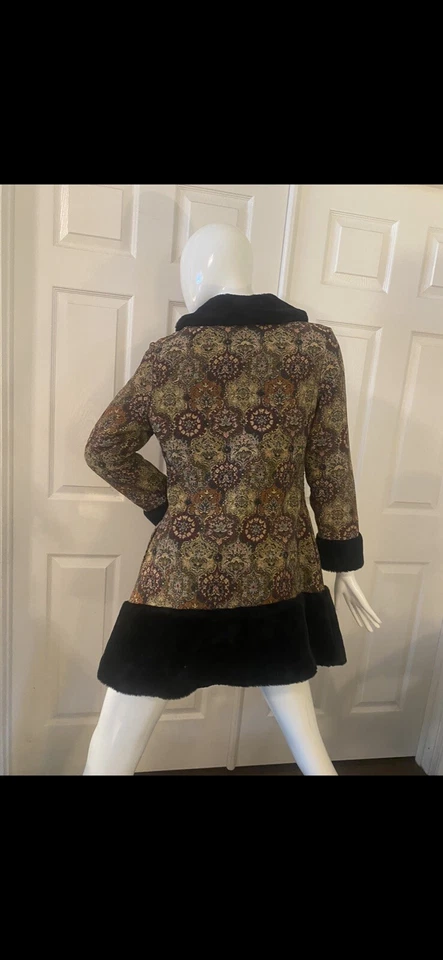 "Винтажный гобелен 60-х ""Mod"" с воротником из искусственного меха и отделкой" - Изображение 4 из 4