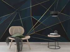 3D Blue Geometry Graphic Wallpaper Wall Murals Removable Wallpaper 2