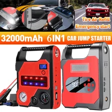 32000mah Car Jump Starter w/Air Compressor Battery Charger Jump Box Jumper 2000A