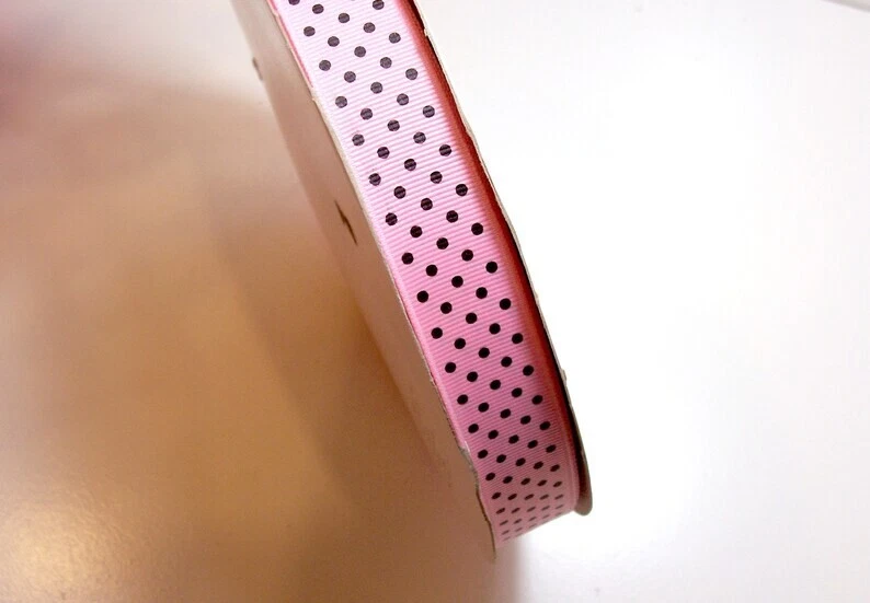 Pink with Black Confetti Dot Grosgrain Ribbon 7/8" wide x 7 yards Schiff B14 - Image 3 of 3