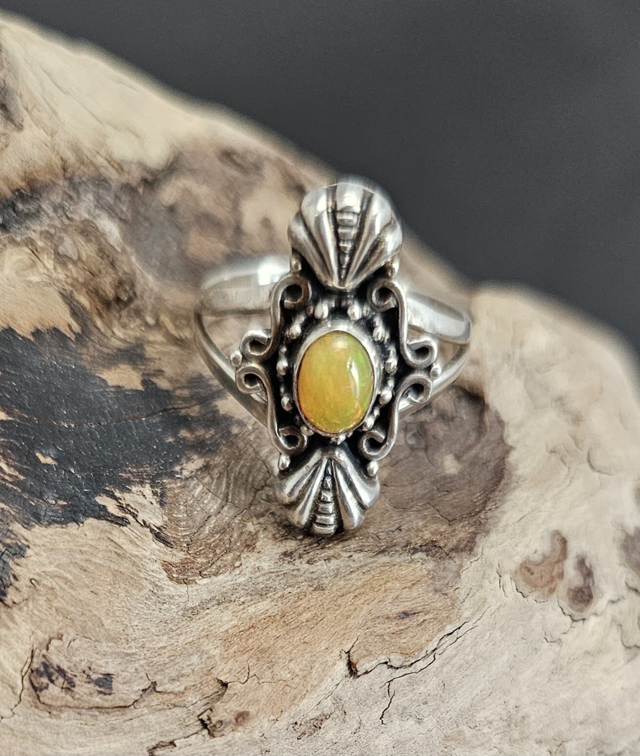 925 Sterling Silver & Opal Ring Size 7.75