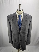 Joseph  Feiss Men's Gray Herringbone Lambswool Blazer Jacket 42R