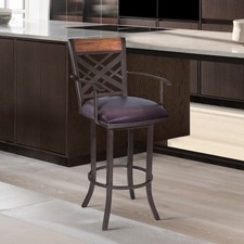 Tahiti 30" Arm Barstool in Auburn Bay finish with Brown Pu upholstery