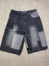 Y2K Akademiks Baggy Embroidered Patch Jorts Streetwear Skater 36 Denim Shorts