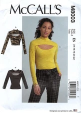 McCall’s M8003 Size A5 6-14 Uncut Misses Top Pullover New