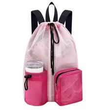 Swim Mesh Beach Backpack Waterproof Gym Bag Drawstring Backpack for Men Women