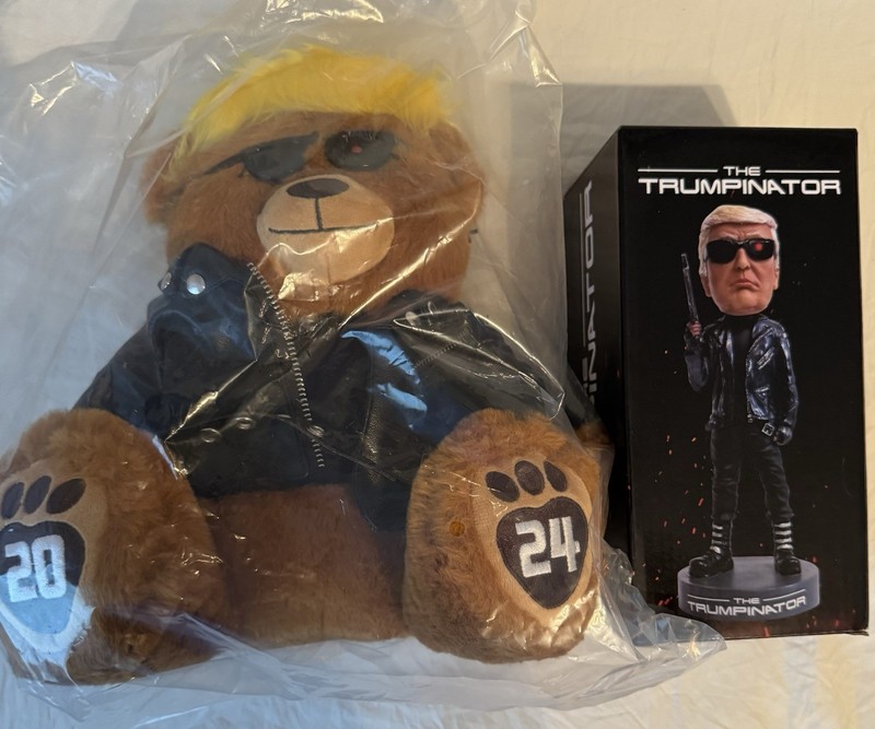 🇺🇸 ‘24 Trumpinator Donald Trump Teddy Bear & Bobblehead "I'll be Back" 10.25"H