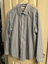 Calvin Klein Men's Long Sleeve Button Down Shirt Size XL Light Blue Stripes