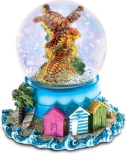 Cool Summer Sea Turtle Snow Globe - Water Globe Figurine with Sparkling Glitt...