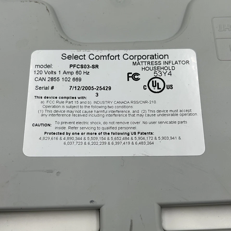 Número de sueño - Bomba de cama de aire - Colchón Select Comfort - PFCS03-SR [SOLO BOMBA] Foto 2 de 4