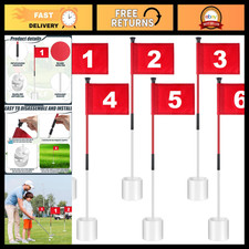 6 Golf Flagstick Set - Putting Green Flags Hole Cup for Backyard Practice
