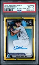 Brody Brecht 2024 Bowman Chrome Auto /75 Yellow Refractor PSA 10 Gem Mint