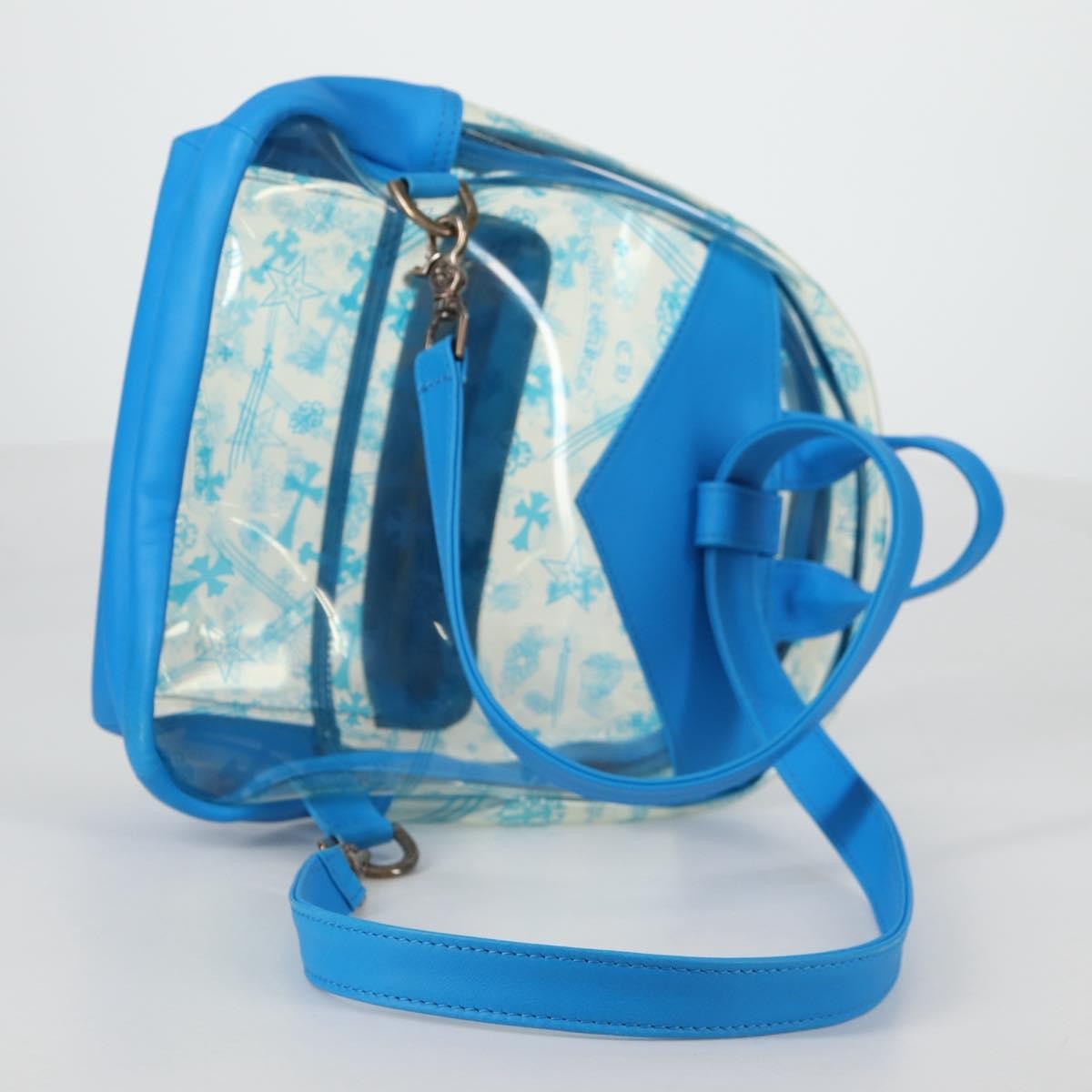 Chrome Hearts PVC BACK TO SCHOOL Backpack Vinyl Leather Blue Auth