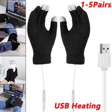 1-5Pairs Electric USB Heated Gloves Touchscreen Winter Hand Warm Thermal Gloves