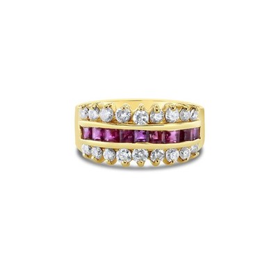 Rubin Diamant Ehering 14K Gelbgold