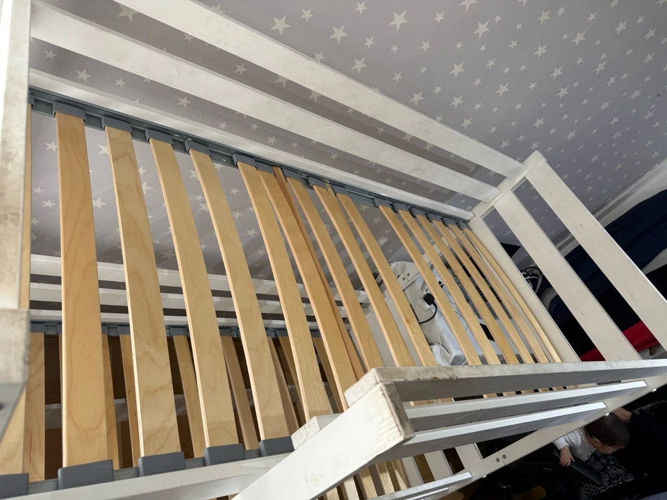 Solid Wood White Bunk Bed Frame Single with Ladder & Storage Drawer Kids Bedroom - Image 3 of 4