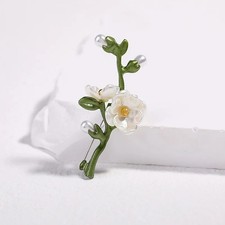 Women Vintage Flower Pearl Brooches Pins Enamel Plant Pin Corsage Badges Jewelry
