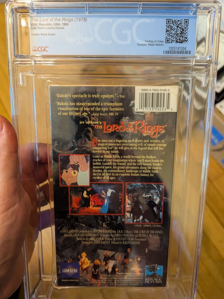 9.2 A The Lord of the Rings VHS Tape Sealed Graded CGC 1993 Animated RepublicUSA - Image 2 of 4