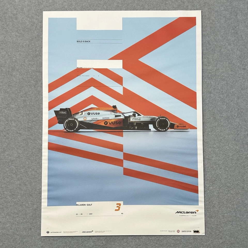 2021 Monaco Grand Prix Poster McLaren MCL35M Formula 1 Gulf Livery 1102/2000 - Image 2 of 4