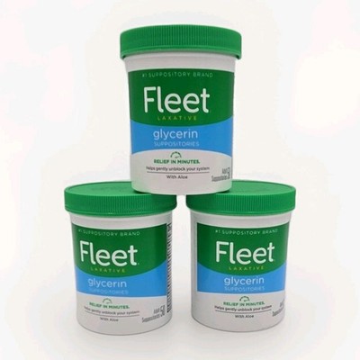 Fleet Glycerin Suppositories with Aloe 50 Count Adult Laxative Treatmnt LOT OF 3