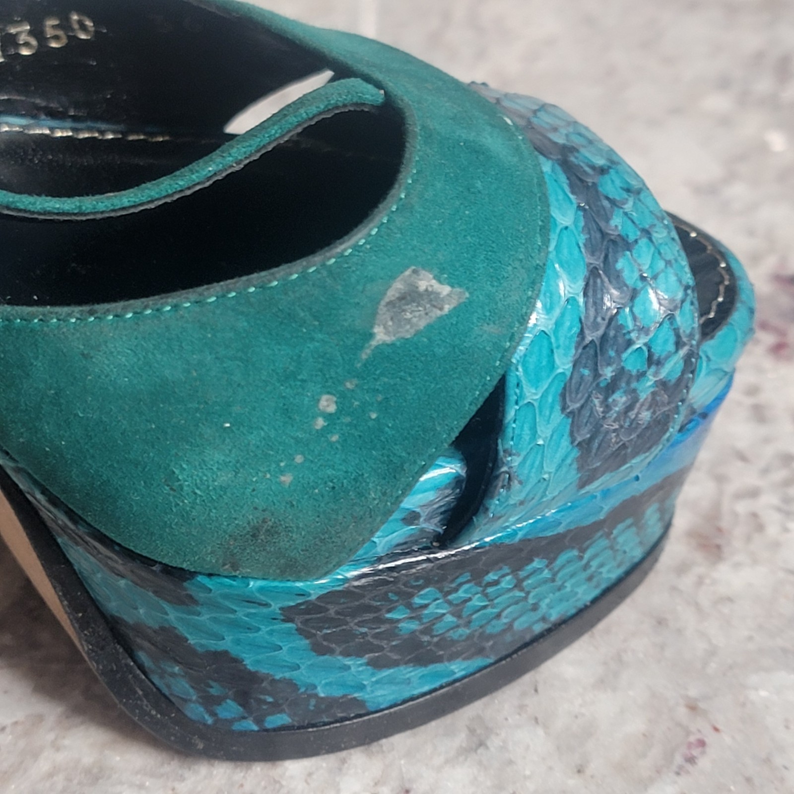 Sergio Rossi Elaphe Suede Python Snake Leather Pl… - image 14