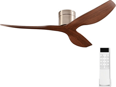 52'' Modern Flush Mount Ceiling Fan with Remote, 6-Speed Quiet DC Motor