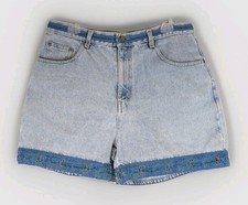 Shorts Bill BLASS Vintage High Rise Mom Light Wash RIBBON Blue TRIM Size 12