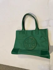 Tory Burch Small Top Double Handle Nylon Tote Bag 11x9 In. Green