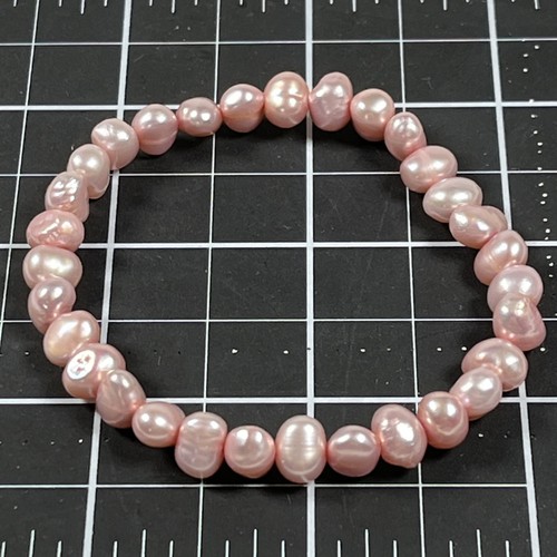 Pink Freshwater Pearl Bracelet 7" Stretch - Picture 6 of 15