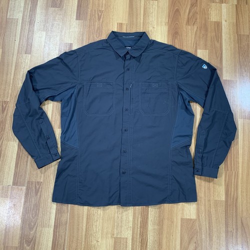 Kuhl Shirt Mens Extra Large Gray Long Sleeve Roll Tab Vented Fishing Hiking Tech