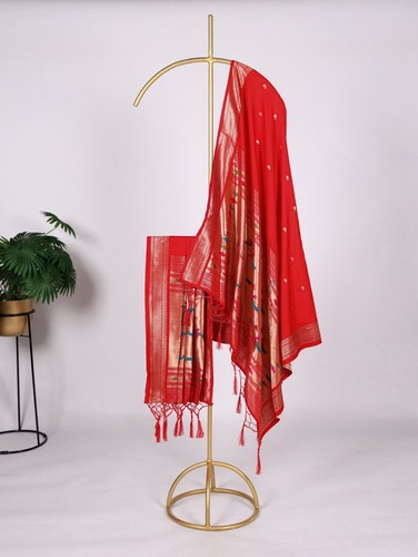 New Launching Jacquard Fancy Red Dupatta For Wedding And Function Wear - Picture 4 of 8