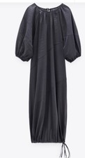 Zara Bat Midi Dress Gray S Small Cotton Blend