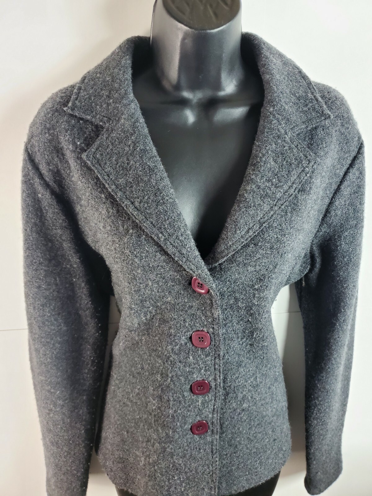 Willi Smith Jacket Wool Gray Small Button Up Ches… - image 3