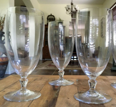Baccarat Crystal Normandie Ice Tea Glasses 7'' Set of 3 France Small Chips to Rim
