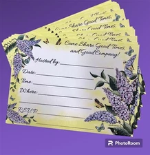 Lilacs invitations cards- 25 Cards And Envelopes Made In The USA
