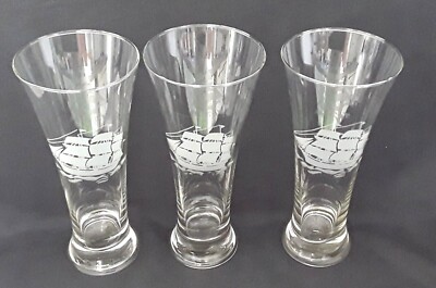 3 Rayware ''Mariner'' Vintage Lager Glasses with Etched Sailing Ship Clipper