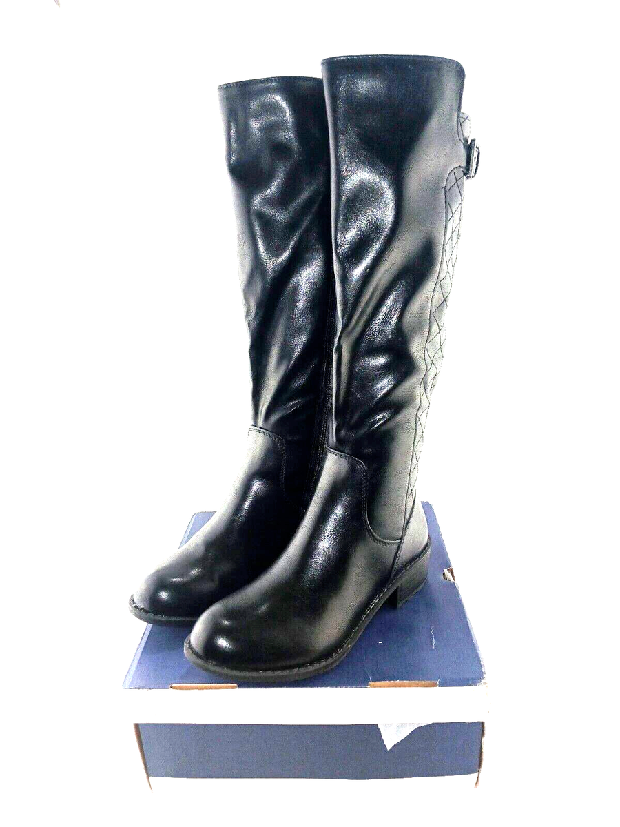 ST JOHNS BAY womens DULUTH knee high zip up boots multiple shoe sizes black  NEW