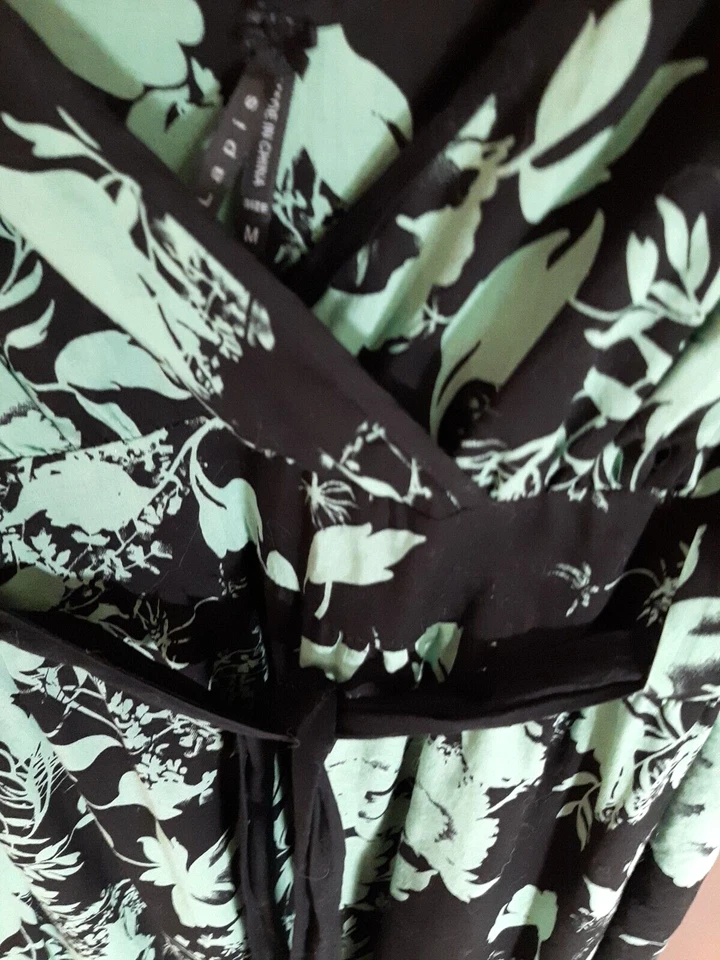 Lapis Women's Size M Midi Dress Fit & Flare Adjustable Straps Black/Green Floral - Изображение 3 из 4